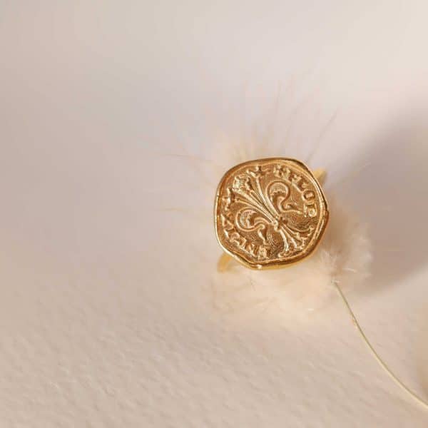 Anello Sottile Fiorino in Argento e Placcato oro
