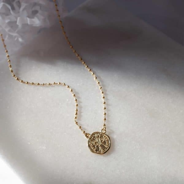 Collana Fiorino con elementi sferici in Argento e Placcata Oro